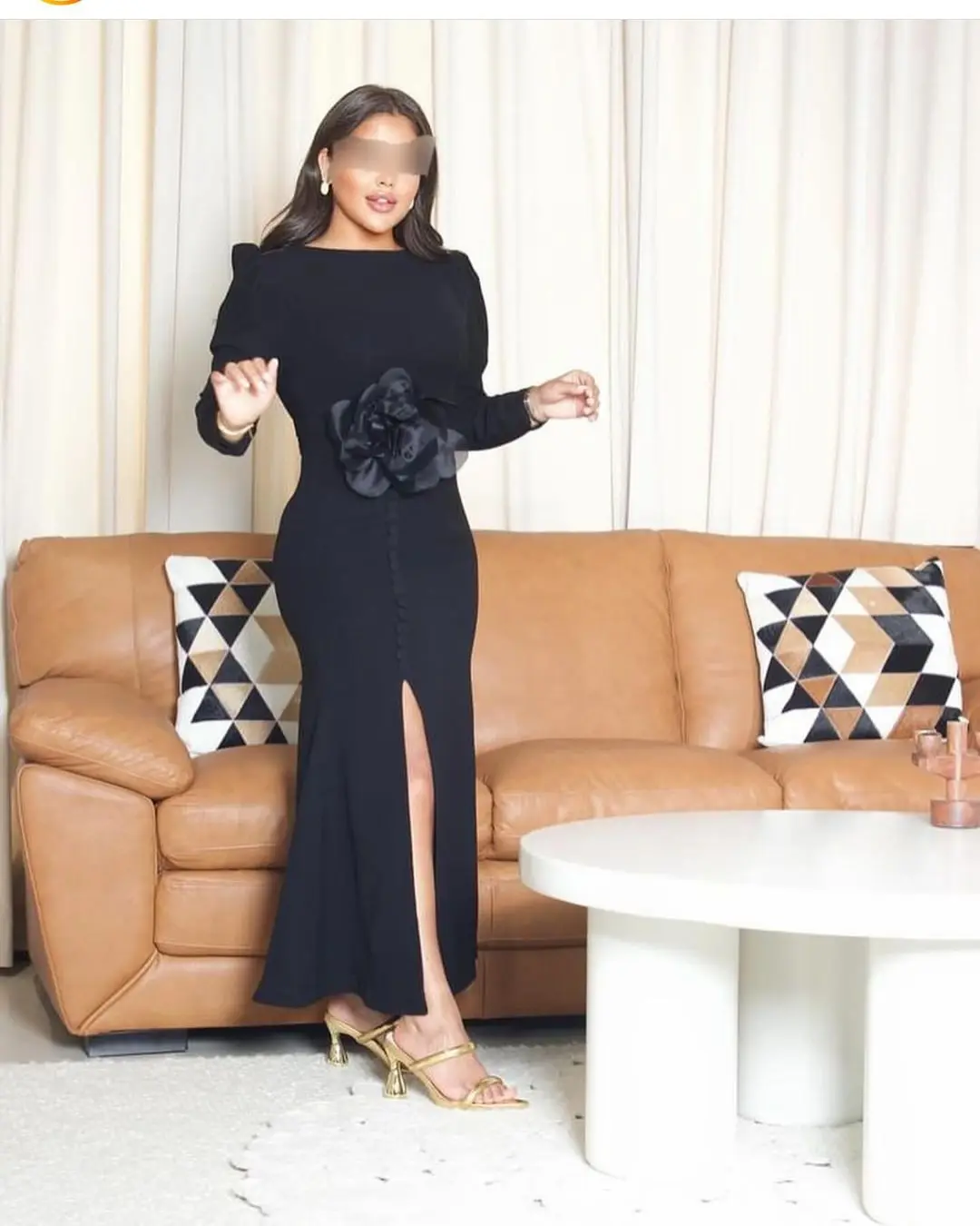 

Elegant Black Long Sleeves Prom Dresses Off The Shoulder Pleated Flowers Ankle Length Party Dresses Side Split Evening Dresses