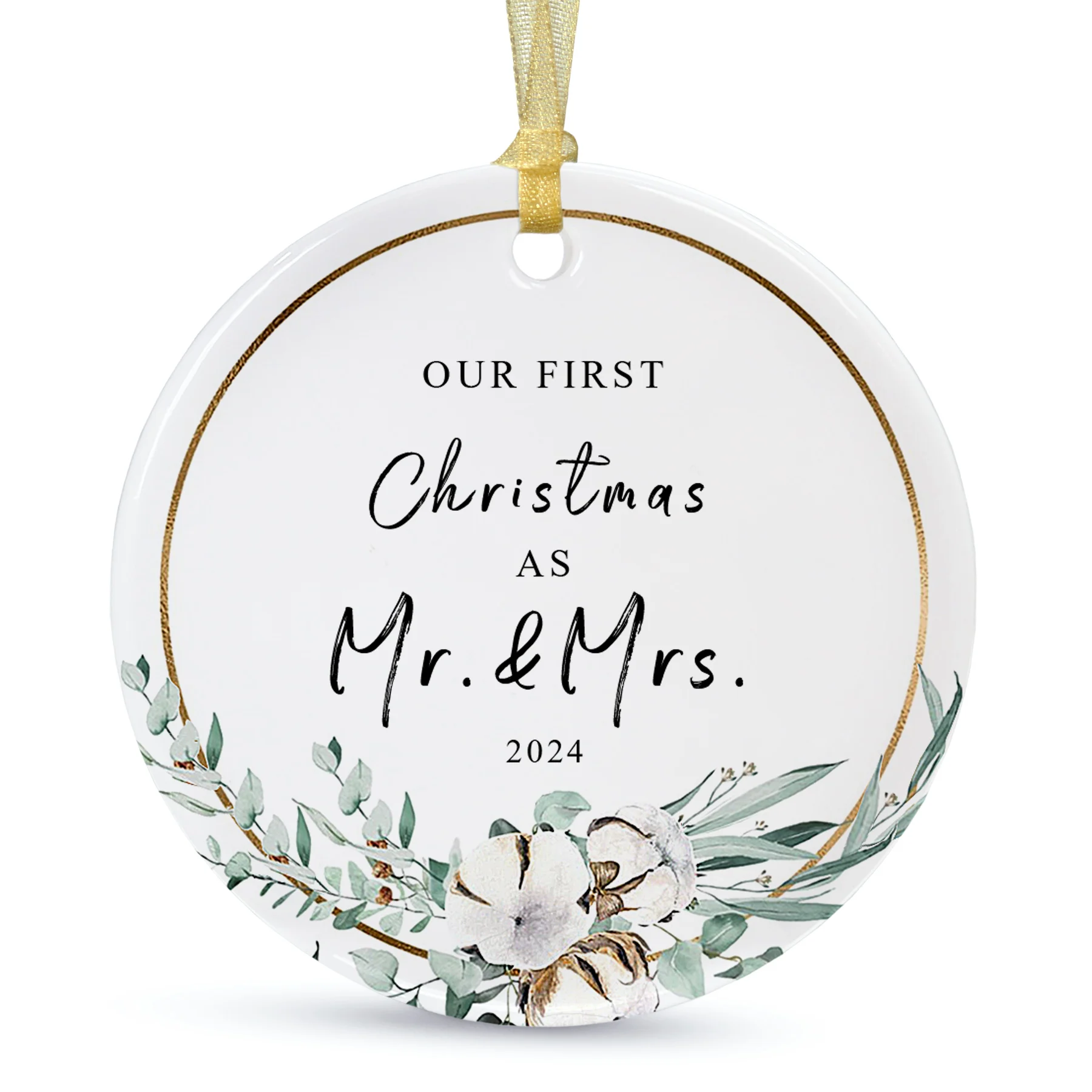 First Christmas as Mr and Mrs Ornament 2024,1st Year Wedding Ornament for Newlywed,Our First Married Christmas Ornament