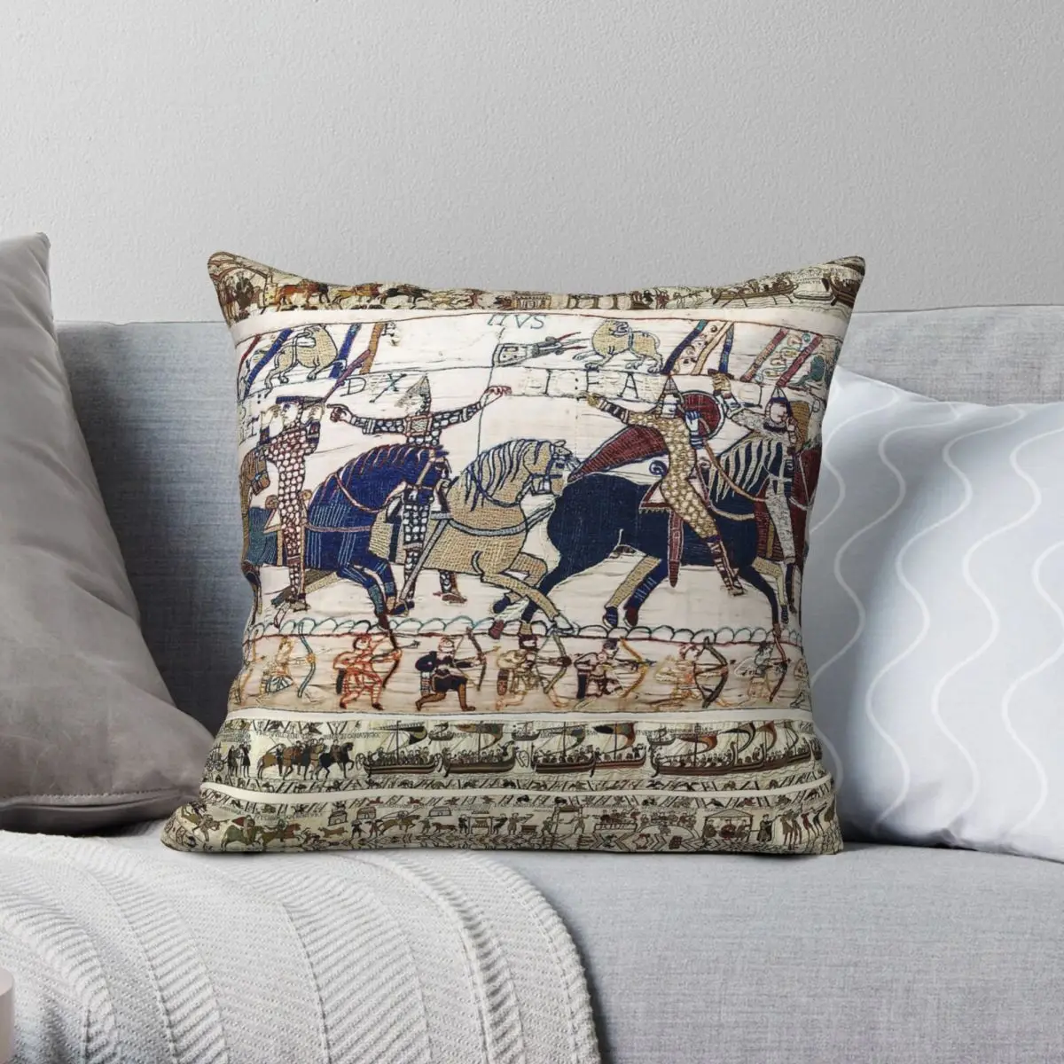 Bayeux Tapestry Battle Of Hastings Square Pillowcase Polyester Linen Velvet Pattern Zip Throw Pillow Case Sofa Seater Cover