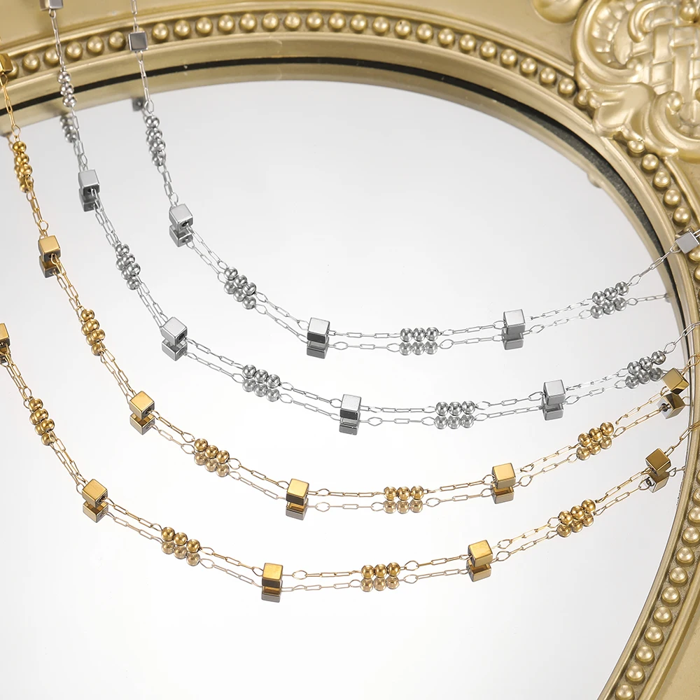 

1M/Pack 6 Styles Stainless Steel Square Heart Shell Shape Beads Chains for DIY Necklace Bracelets Jewelry Making Accessories