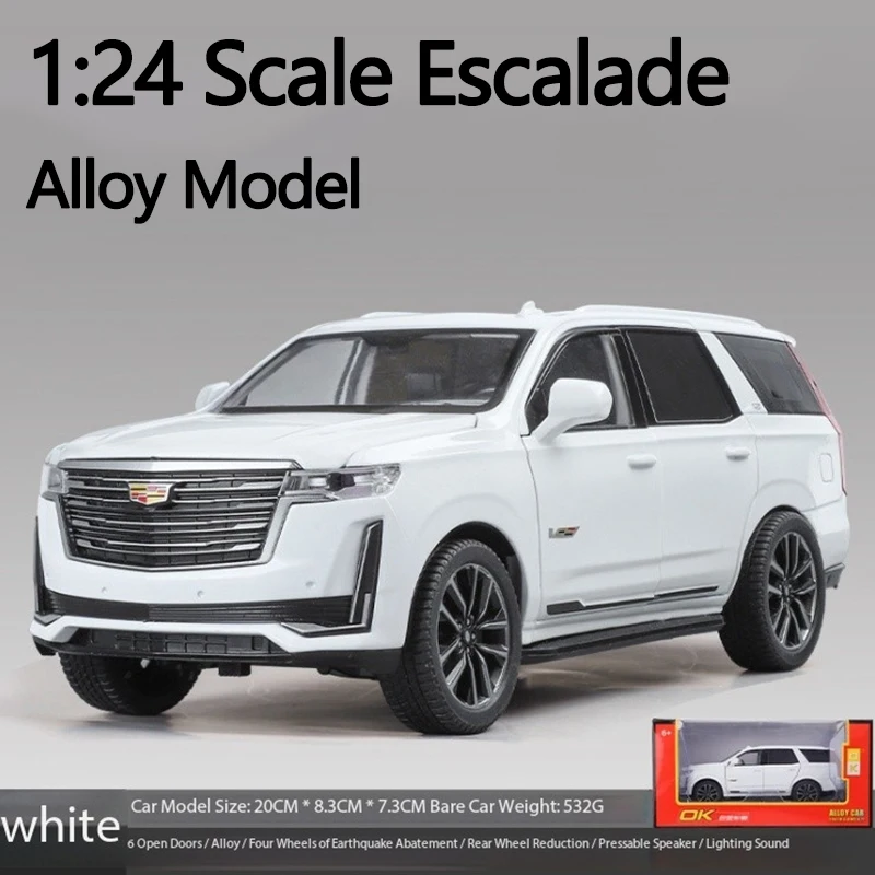 Diecast 1:24 Scale Escaladeรุ่นรถเสียงและแสงคอลเลกชันจอแสดงผลเครื่องประดับของเล่นของขวัญ