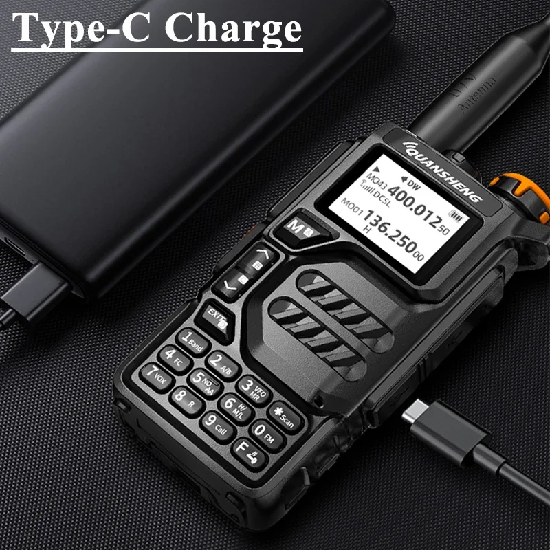 Quansheng UVK5 Walkie Talkie 50-600 MHz Volledige band Type C Oplader AM DTMF Scrambler NOAA UVK6 K58 UV-5R Plus FM Ham Tweerichtingsradio