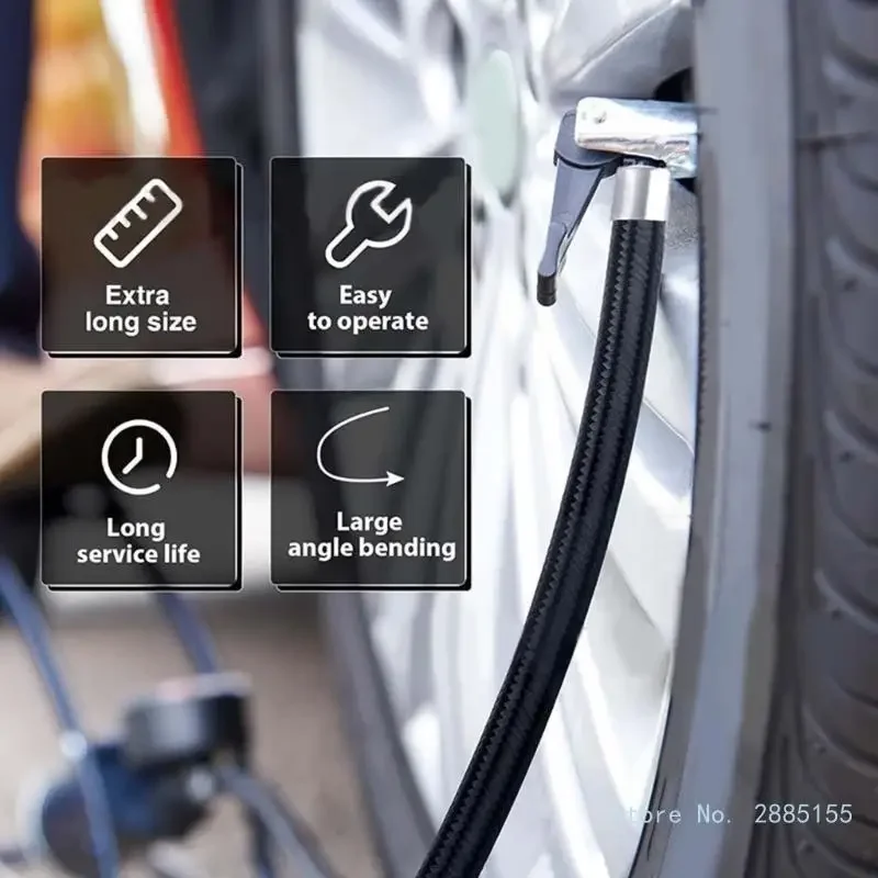 

Car Tire Air Compressor Tube Tyre Hose with Adaptors Replacement Inflator Extension Hose Connection