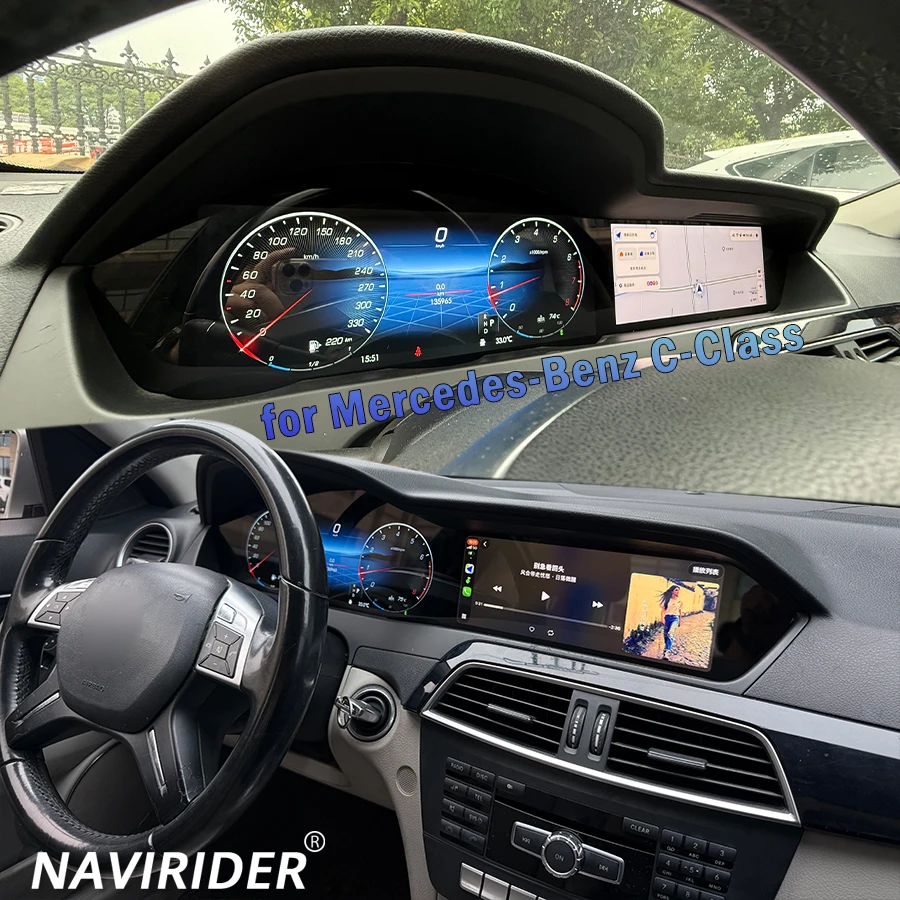 12.3+10.25inch Android Carplay Car Multimedia Video Player 4G For Mercedes Benz C Class GLC  W204 NTG 2008-2013 Screen Car Radio