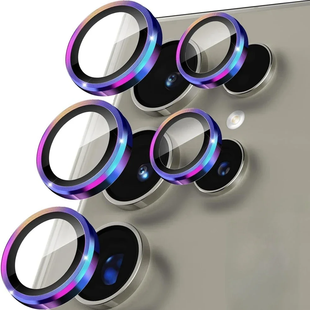 

Camera Metal Ring Glass Lens for Samsung Galaxy S25 S24 S23 Ultra Plus FE Anti-scratch Tempered Glass Back Lens Cover Protector