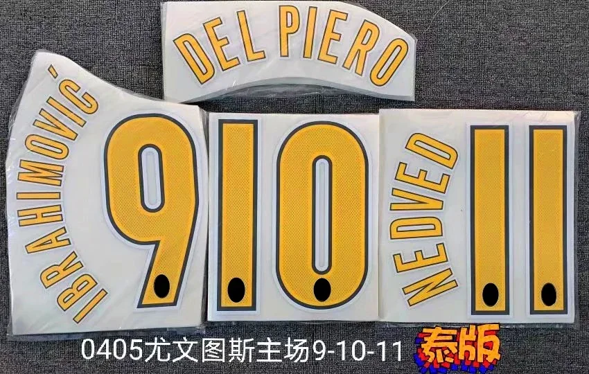 Super A Retro 2004 2005 Juven IBRAHIMOVIC DEL PIERO NEDVEN number font print, Hot stamping patches