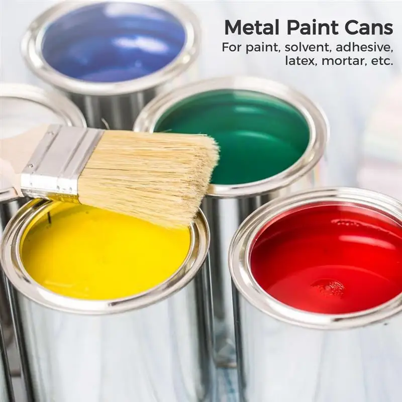 6PCS Metal Paint Cans Empty Unlined Paint Cans With Lids 1/2 Pint Metal Paint Pails For Crafts DIY Project Multipurpose Storage