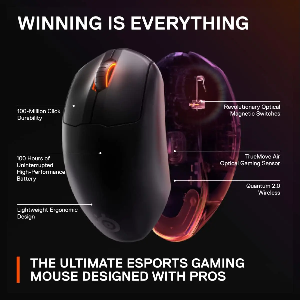 Imagem -04 - Mouse sem Fio para Jogos Fps Steelseries Prime Ultra Leve Esports Programável Sensor Cpi 18k Interruptores Ópticos Magnéticos