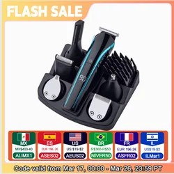 전기 6-in-1 헤어 트리머 전신 클리퍼 세트 USB 충전 코털/수염 트리머 헤어 커터 남성용