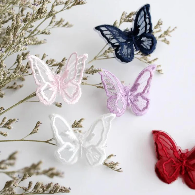 10Pcs Double Layer Mesh Lace Butterfly Patches Appliques Repair