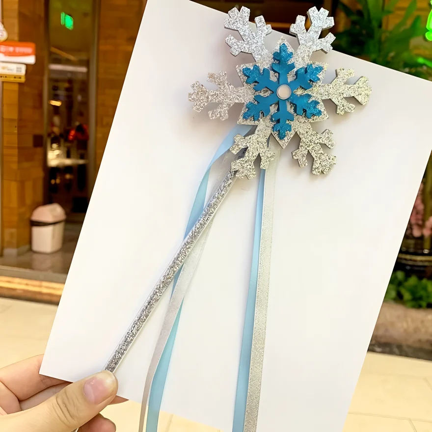 

50pcs Sparkling Glitter Snowflake Fairy Wand Party Favors Princess Birthday Halloween Christmas Dress-Up Play Magical Scepters