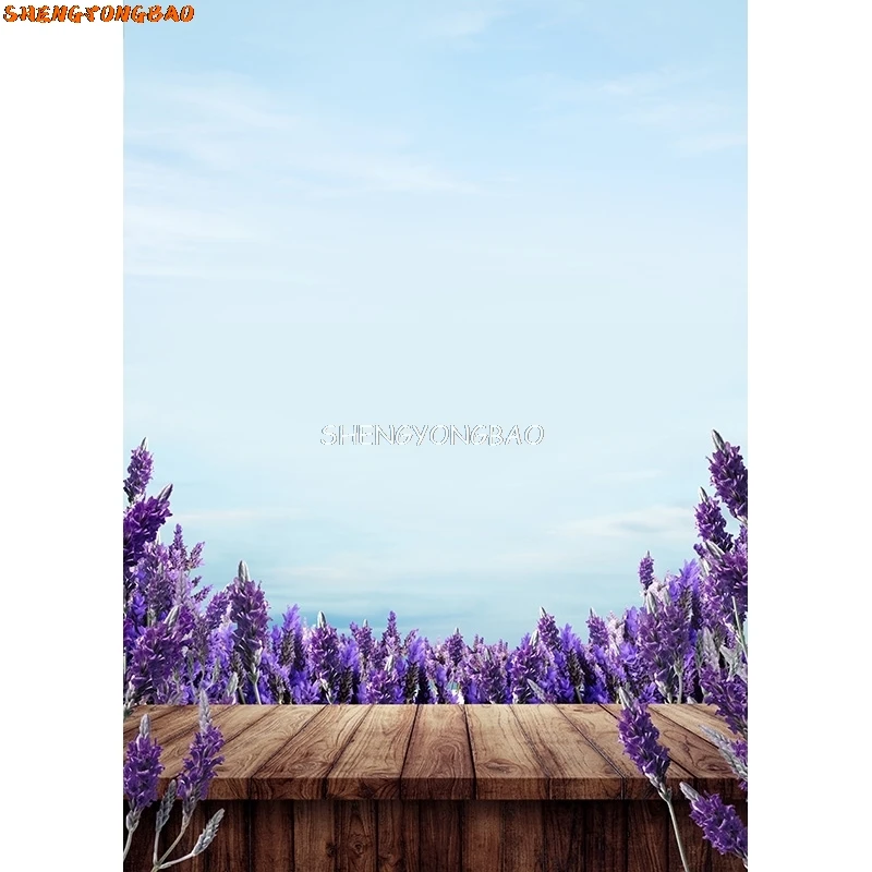 SHENGYONGBAO Digitale Gedrukte Fotografie Achtergronden Props Bloem Landschap Houten vloer Fotostudio Achtergrond ZLDT-14