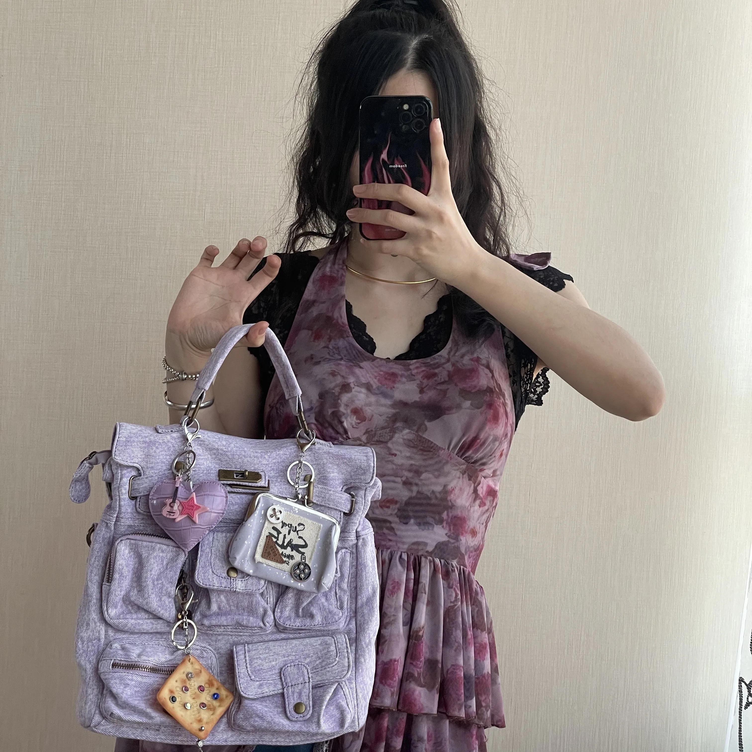 حقيبة ظهر أصلية مصممة من قماش الدنيم Spice Girl حقيبة ظهر كلاسيكية لطيفة تجعل حقيبة ظهر مدرسية قديمة حقائب كمبيوتر للنساء