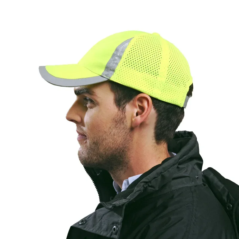 Men Hi Vis Protective Bump Cap Baseball Style Hard Hat Safety Workwear Yellow Orange Brightful Cap High Visibility Baseball Cap