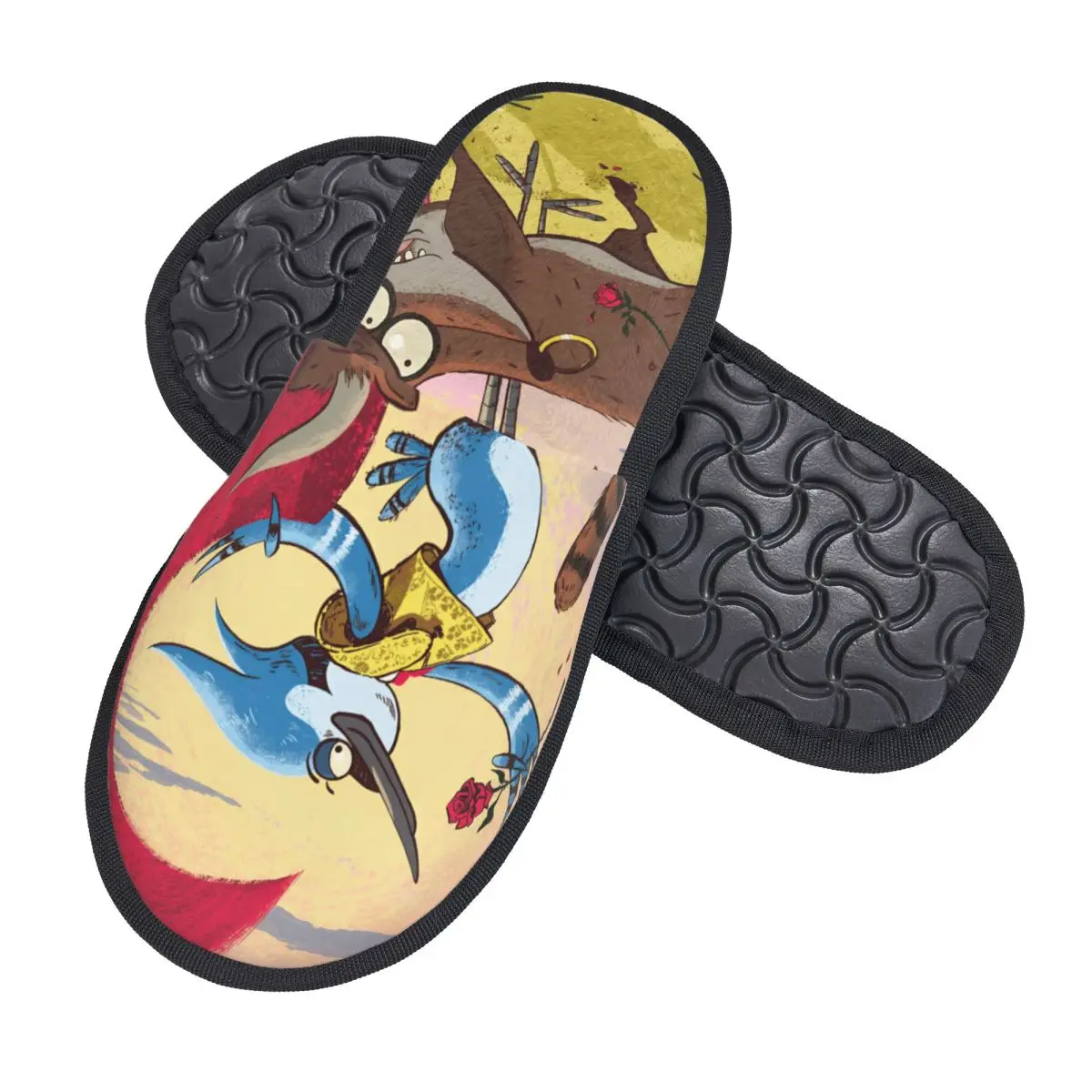Custom R-Regular Show Memory Foam Slippers Women Comfy Warm Cute Anime House Slippers