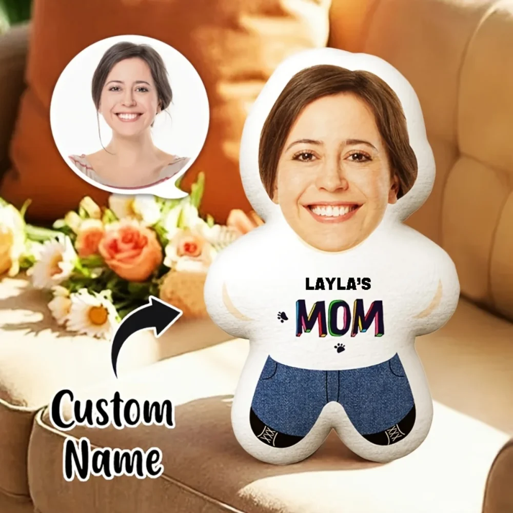 1Pc Personalized Custom Photo and Name Mum Throw Pillow,Double-Sided Printed Design, Soft Plush Cushion with Insert,Perfect Gift