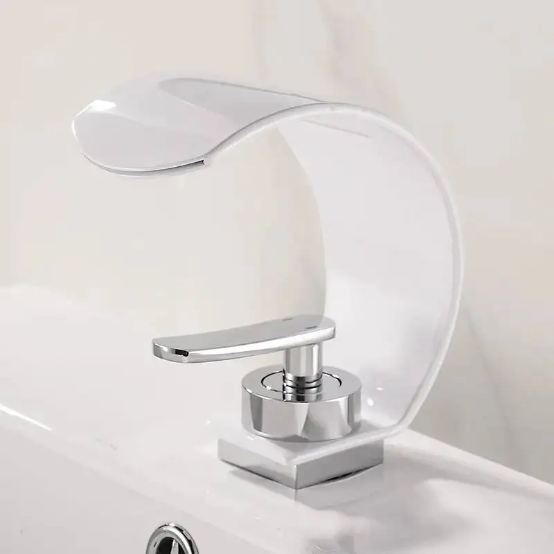 

Waterfall Washbasin Faucets Mixer Hot&Cold Water Hydrant Iron To A Bathtub Bathroom Sink Tap Black White