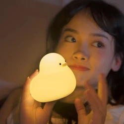 Veilleuse LED en forme de canard mignon Kawaii, lampe de nuit aste par USB, lampe tactile de chambre, protection des yeux, artefact de décompression