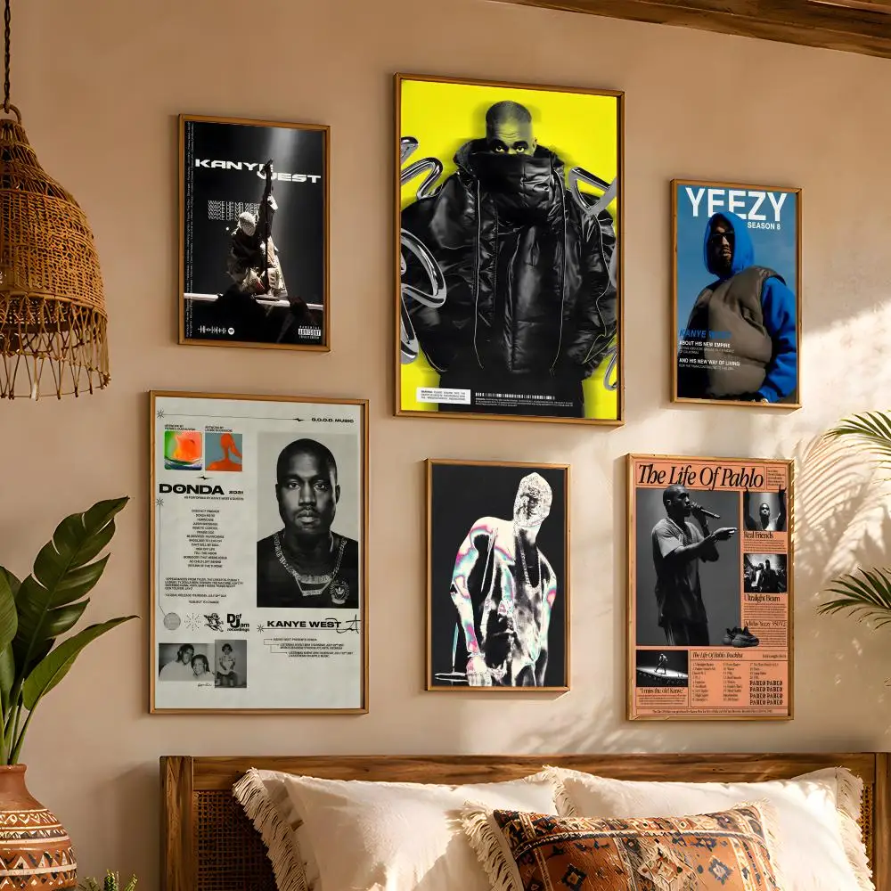 Rapper Star Y-YE K-Kanye W-West Blank Wall Makeover Over Bed Styling Modern Room Look Quick Apartment Styling Affordable Poster