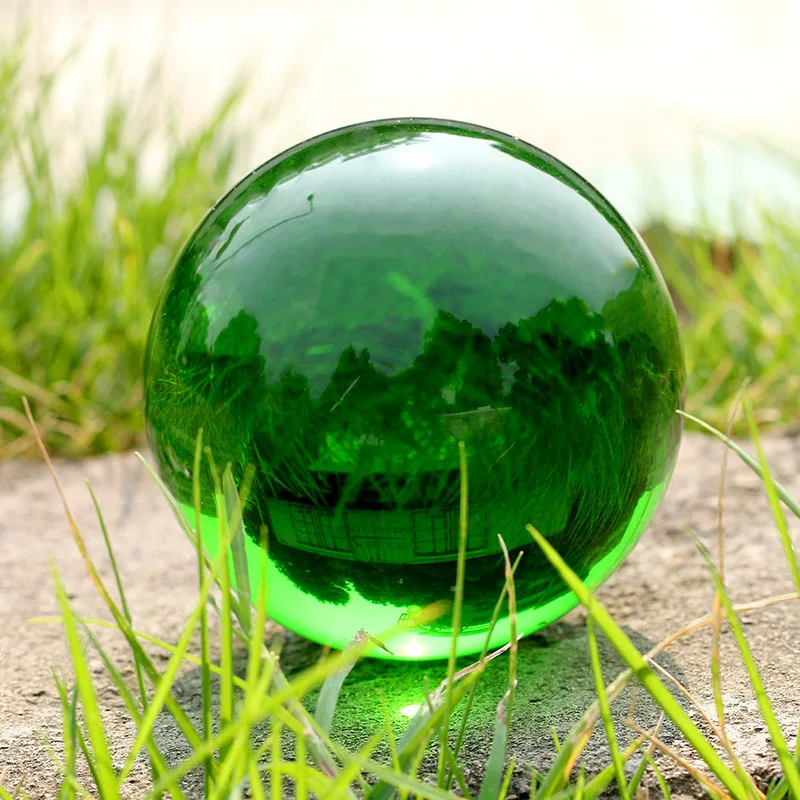 30mm-100mm Green Rare Natural Green Crystal Healing Glass Round Ball Sphere With Stand Gift Hot Sale