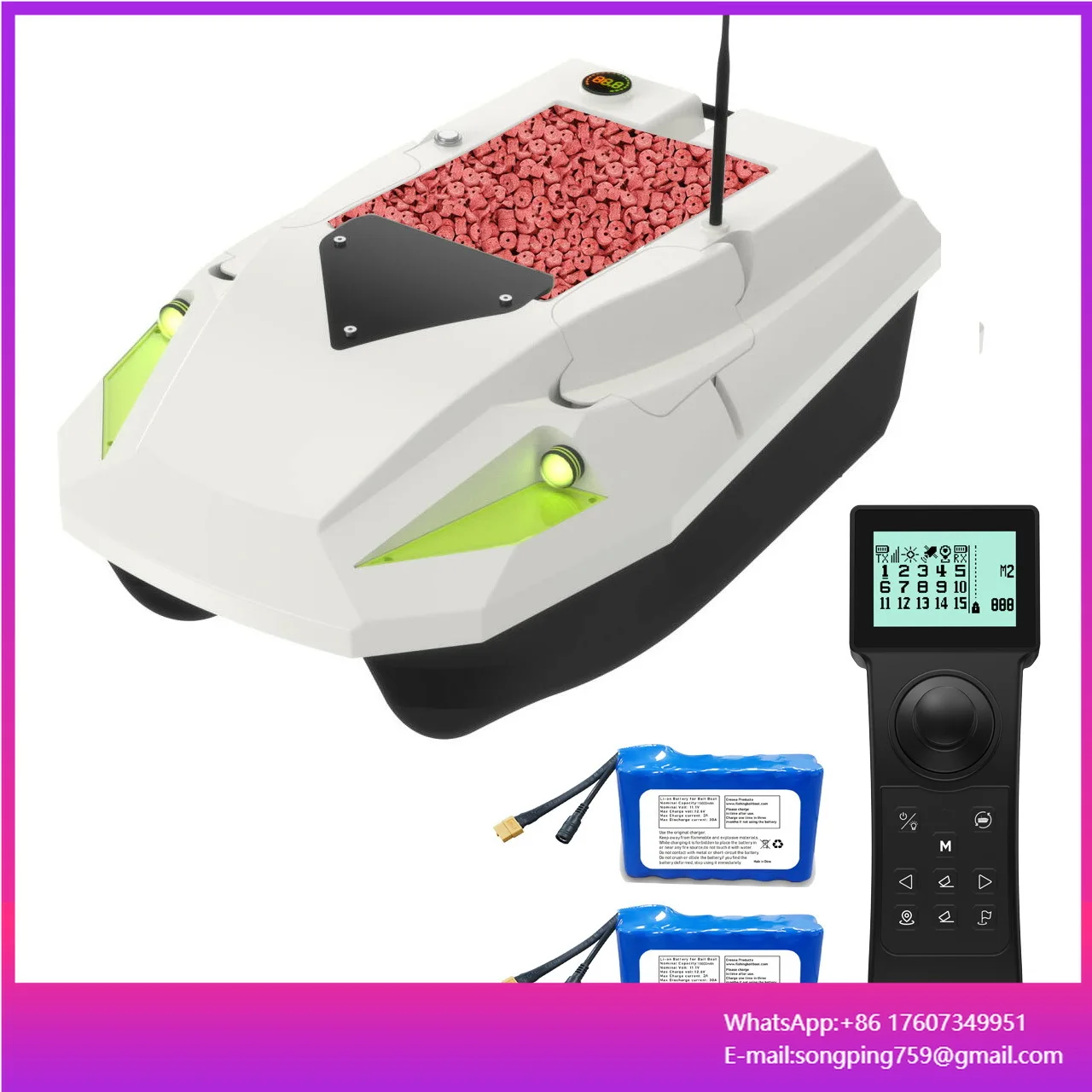 High-Power 12V GPS Remote Control Nest-Pulling Net Dual Battery Fishing Bait Boat High-speed 100 Positioning Points