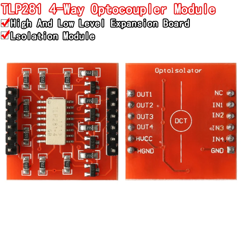 TLP281 4 CH 4-Channel Opto-isolator IC Module For Arduino Expansion Board High And Low Level Optocoupler Isolation 4 Channel