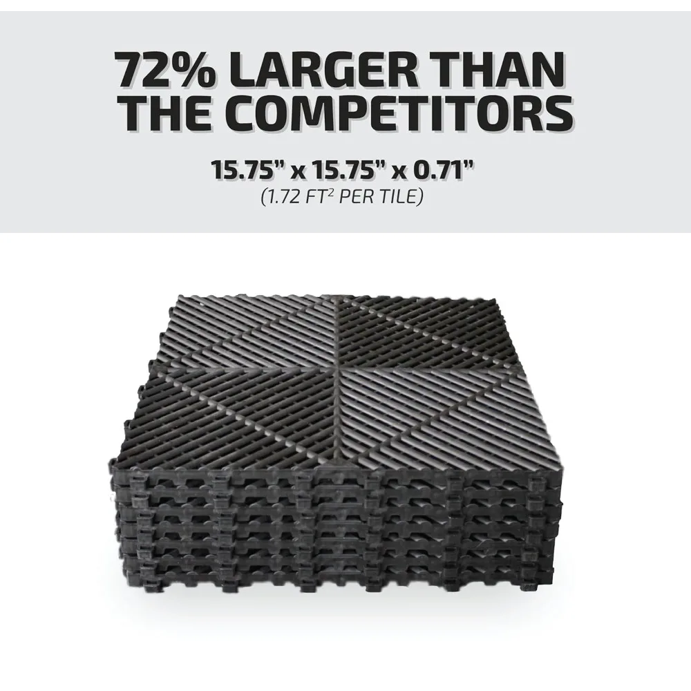 Azulejos de piso de garaje entrelazados acanalados: pisos de polipropileno modulares ventilados, autodrenantes, antideslizantes, ideales para garajes