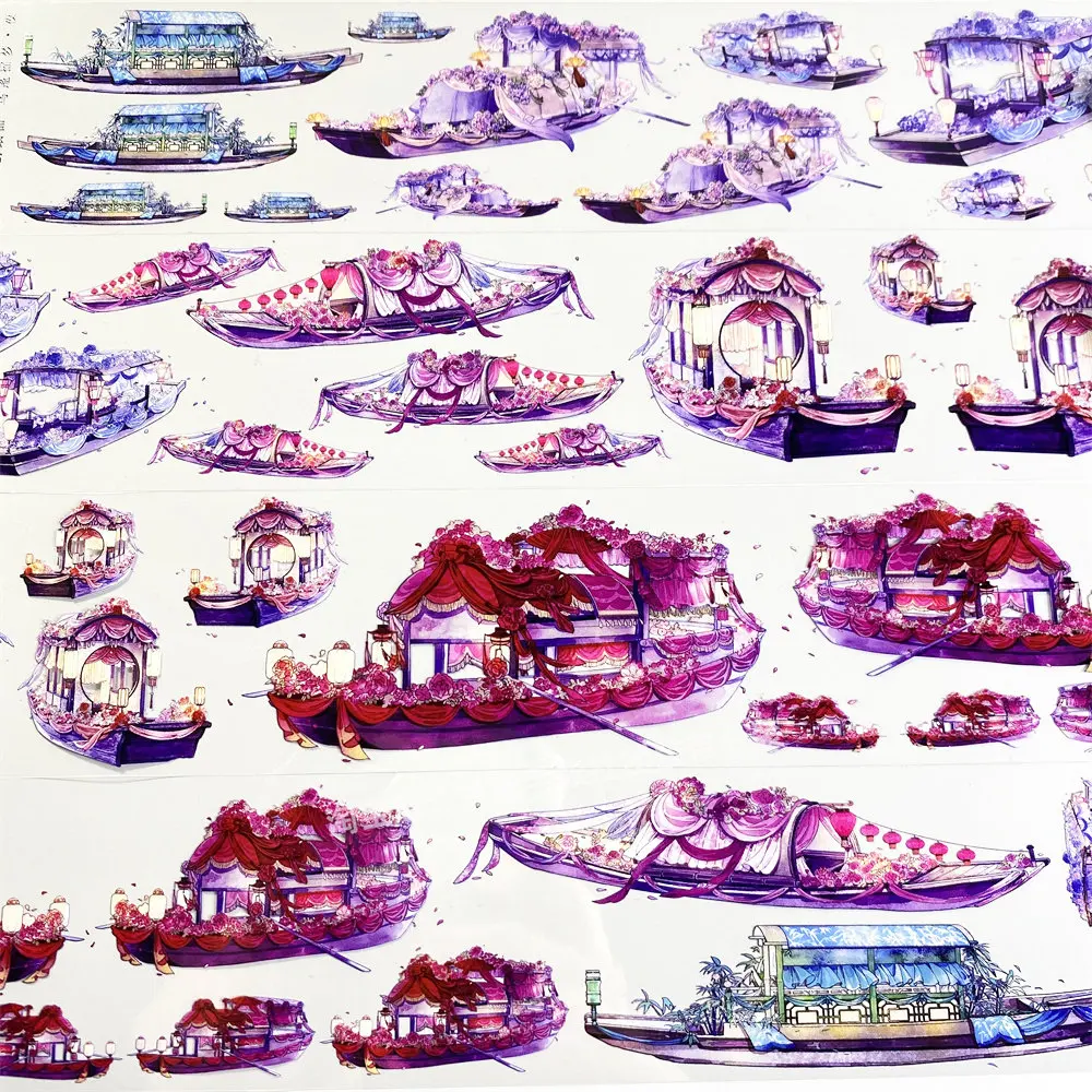 

Декоративная лента васи-типа для дневников, с дизайном «Тент» и «Вибрирующий сон», праздничная, свадебная, сине-фиолетовая, винтажная, из ПЭТ-материала, наклейка для чехла мобильного телефона