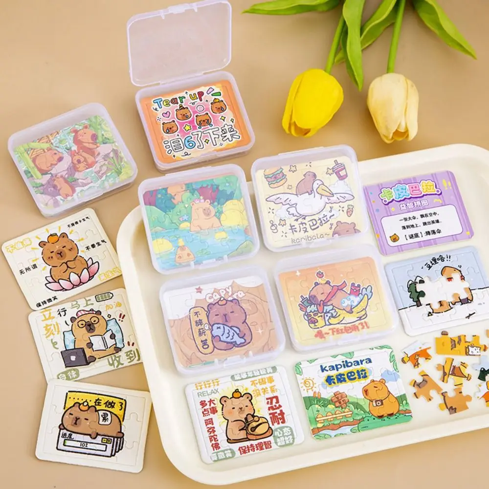 5 Sheets/Boxed Decorations Cartoon Capybara Jigsaw Puzzle Small Pocket Cute Mini Puzzles Interesting Kids Puzzle Toys Gifts