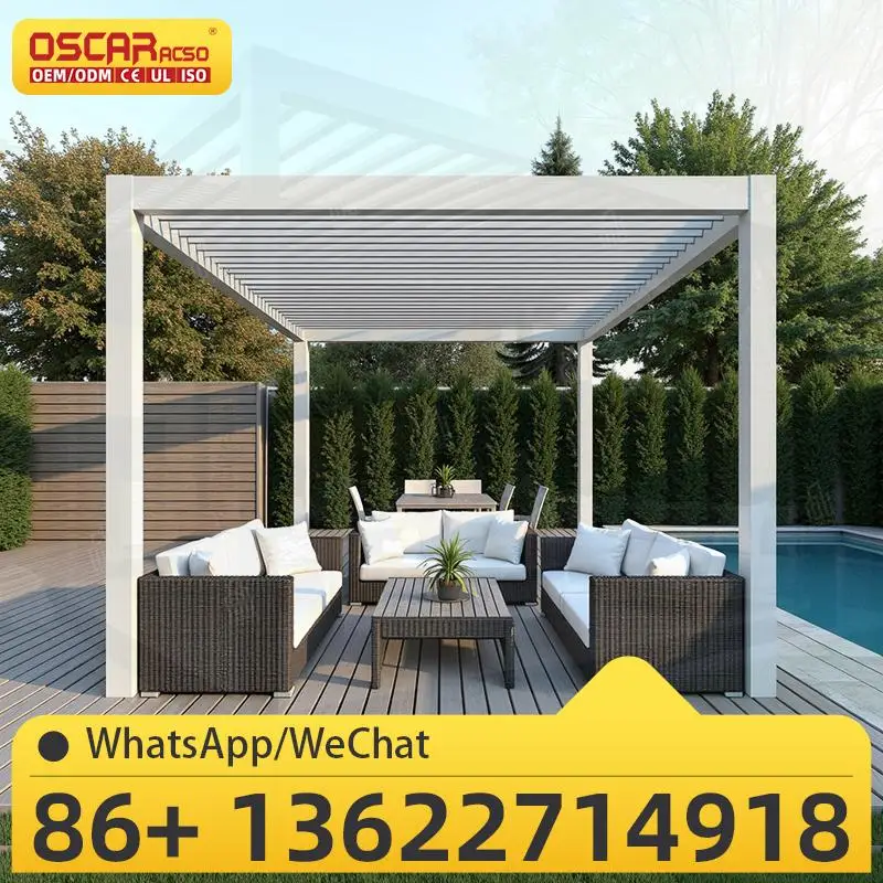 

Rolling Retractable Patio Canopy Electric Automatic Metal Polycarbonate Pergola for Garden Backyard Poolside pergola