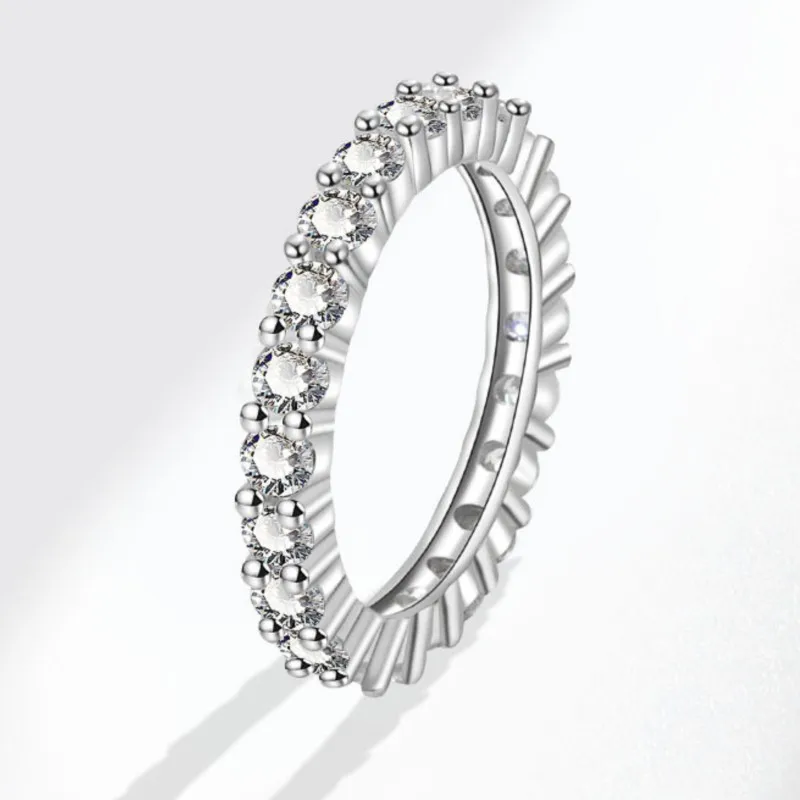 VENTFILLE 925 Sterling Silver Rings For Women Fashion Single Row Full Of Zircon Rotundity Engagement Jewelry Dropshipping