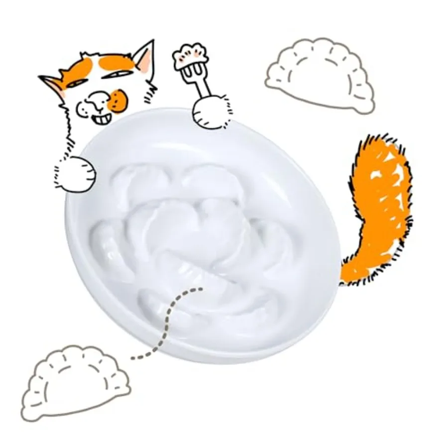 Unbreakable Slow Feeder Bowl - Melamine Puzzle Cat Bowl for Healthy Eating - Cat Feeder for Wet and Dry Food- Dishwasher Safe a