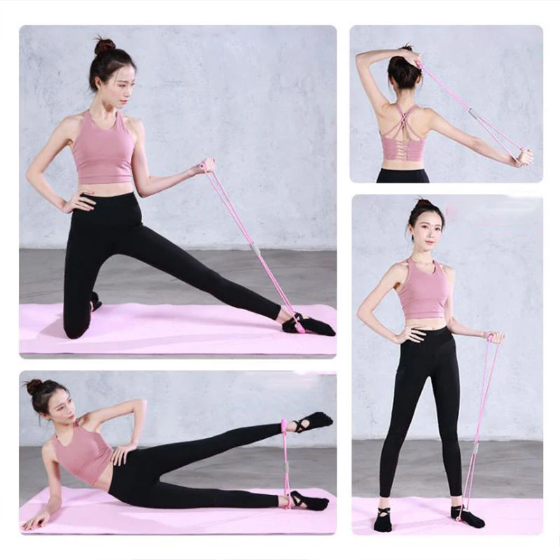 Hot Yoga Gum Fitness Resistance 8 Word Chest Expander Rope Workout Muscle Trainning Rubber Elastic Bands for Sports Exercise