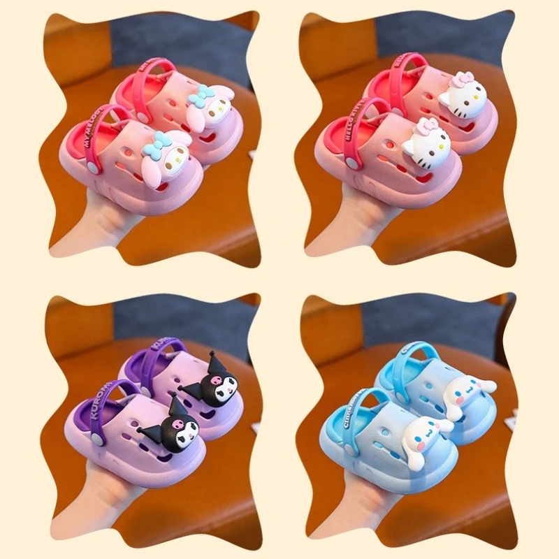 Sanrio Hello Kitty Kuromi My Melody Cinnamoroll Clogs Girls Summer Garden Sandals Cute Soft Non-Slip Indoor Bathroom Slippers