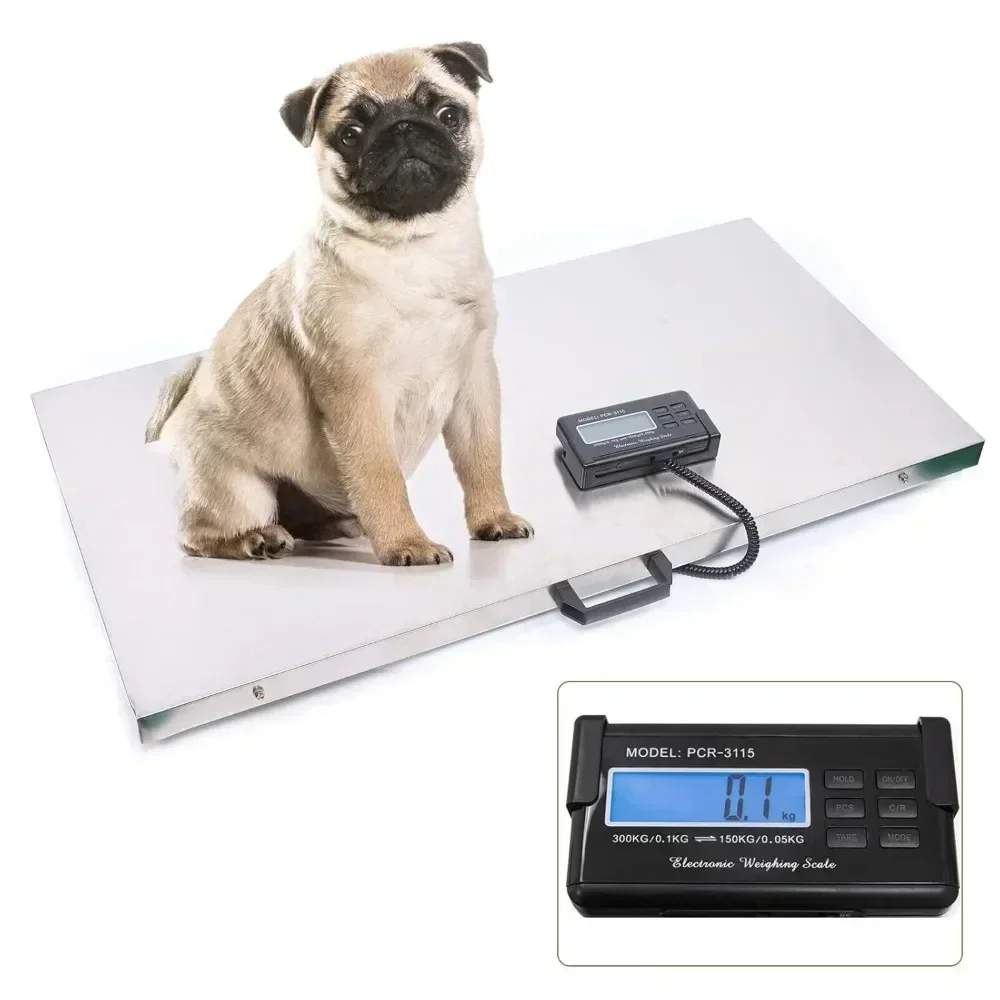 Digital Animal Scales up to 300 kg Stainless Steel Pet Scales for Dogs Cats  Large Animals  Animal Scales with LCD Display