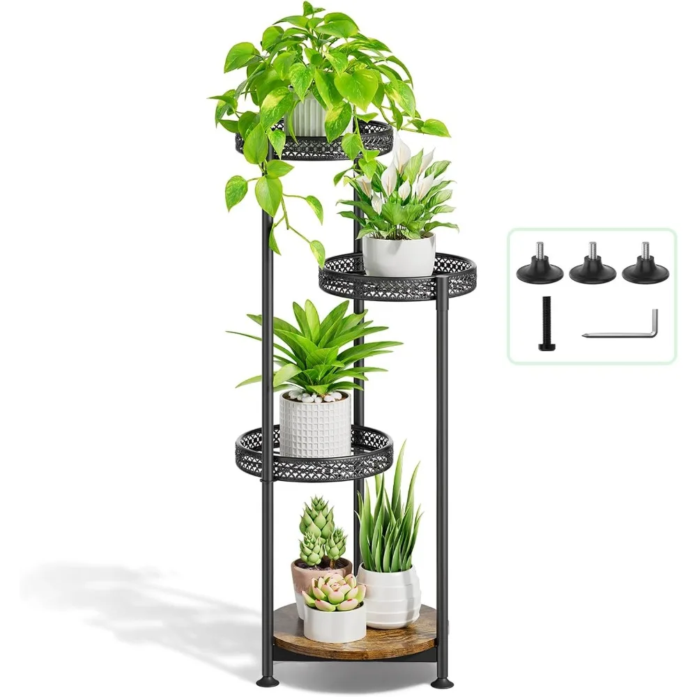 

4 Tier Metal Plant Stands Indoor Clearance, Oppro Tiered Corner Tall Plant Stand Outdoor for Multiple Plants，Flower Stand