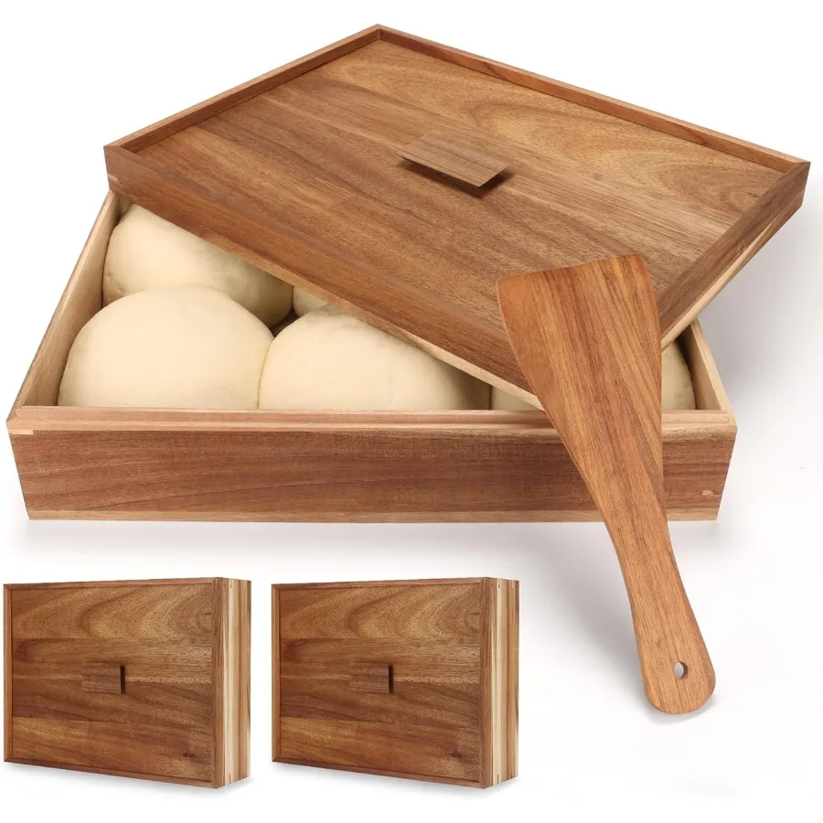 

Acacia Wood Pizza Dough Proofing Box With Lid Set2 Pack Large 16 X 12 Inch Pizza Dough Proofing Container Vintage Proofing Cont