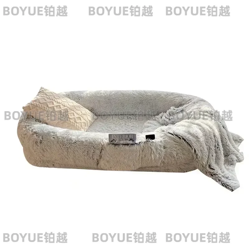 Oversized Fluffy Dog Bed for Large Pets Soft Washable Anti Anxiety Kennel Cushion Super Comfortable Human Size Pet Sleeping