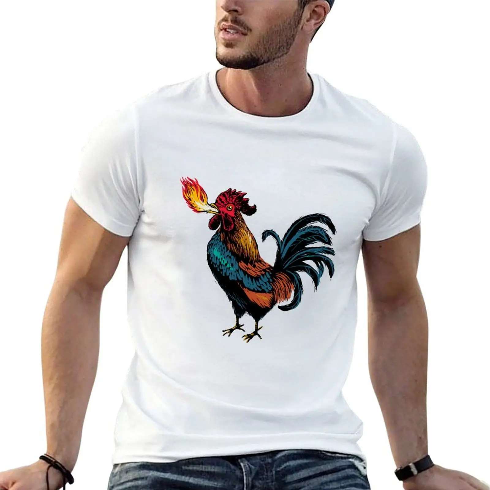 Fire-Breathing Rooster T-Shirt summer top plus sizes mens tall t shirts