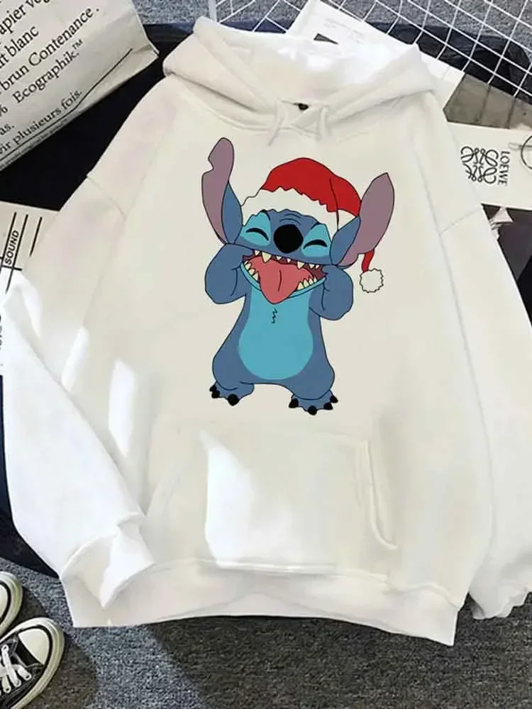 Cartoon Hoodies Women Kawaii Lilo Stitch Graphic Hoodie Streetwear Funny Unisex Hooded Clothing Tops Anime Sweatshirts Female