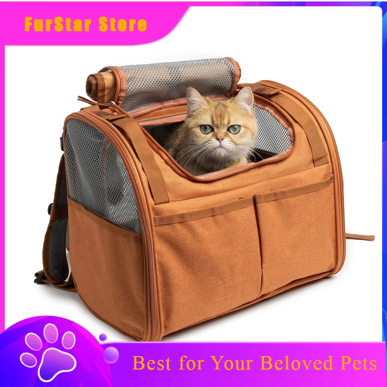 FurStarCat Bag Expandable Breathable Go Out Portable Large Space Cat Backpack Space Capsule Pet Backpack