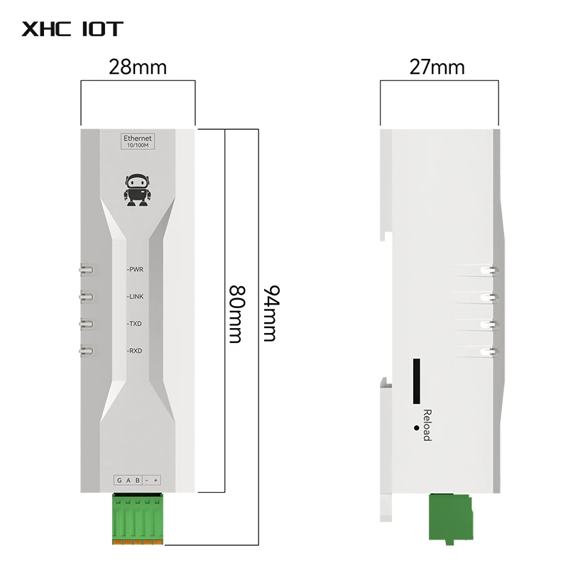 XHCIOT NE2-D11 초소형 볼륨 MQTT IOT 통신 모드버스 게이트웨이, 이더넷 직렬 서버, RS485, TCP/IP-RTU DC 8-28V