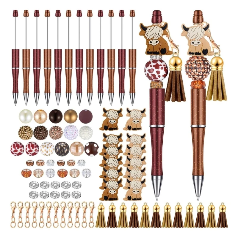 Beadable Pen Silicone Bead Pen Ballpoint Pens DIY Pens Pens Boy Girl Student Graduation Gift Office School Supplies D5QC