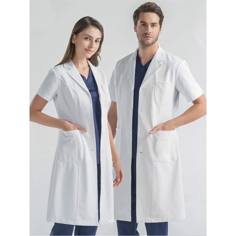 เสื้อผ้าฤดูหนาวสำหรับผู้ชายและผู้หญิง เสื้อคลุมสีขาวแขนยาว ไซส์ใหญ่ ชุดพยาบาลแขนสั้นสำหรับฤดูร้อน ชุดทำงานในโรงพยาบาล ชุดทันตกรรม