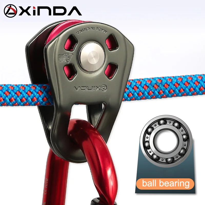 XINDA CE UIAA Certified Durable Aluminium Single Pulley with Ball Bearing for Casual Outdoor Rescue Traversing Lifting