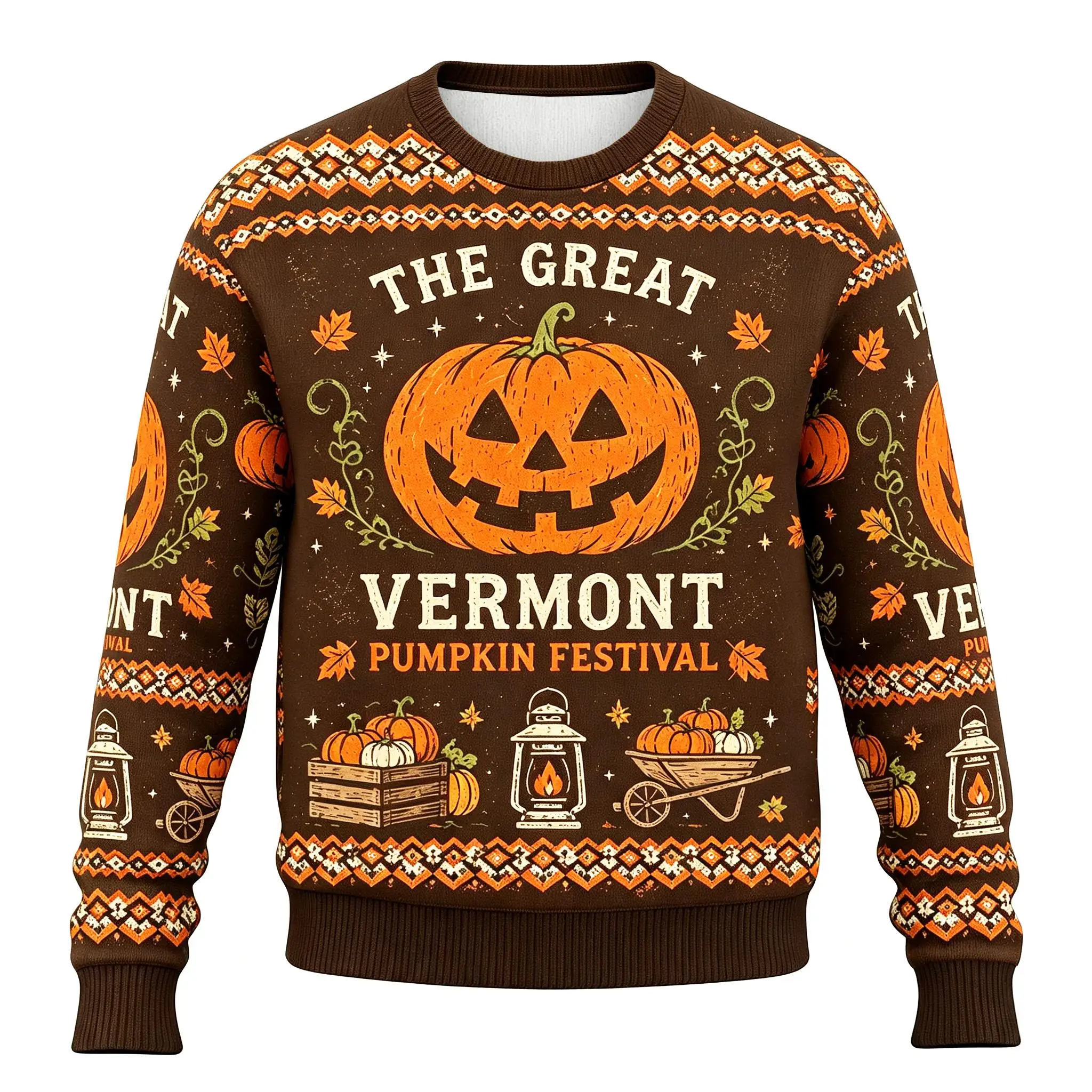 Funny Halloween Ugly Sweater Skeleton Pumpkin 3D Print Round Neck Pullover Men's And Women's Autumn Winter Party Sweatshirt Gift