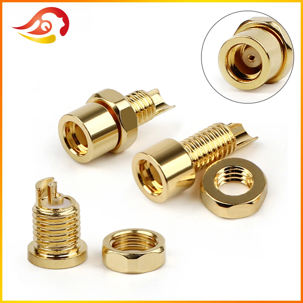 QYFANG Gold Plated Beryllium Copper MMCX Female Jack Solder Wire Connector PCB Mount Pin IE800 DIY Long/Short Audio Plug Adapter