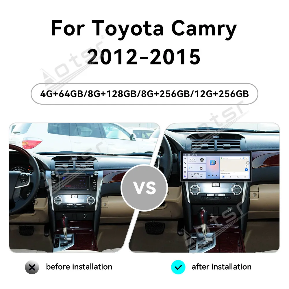 CarPlay 15.8’’ Android 15 For Toyota Camry 2012-2015 Car accessories interior GPS Navigation HD Screen Multimedia Player Head
