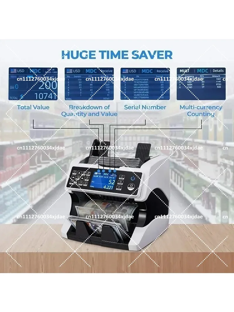 CIS Image Scanning Currency Counter for USD EUR Verification, Vertical Bill Counting Machine