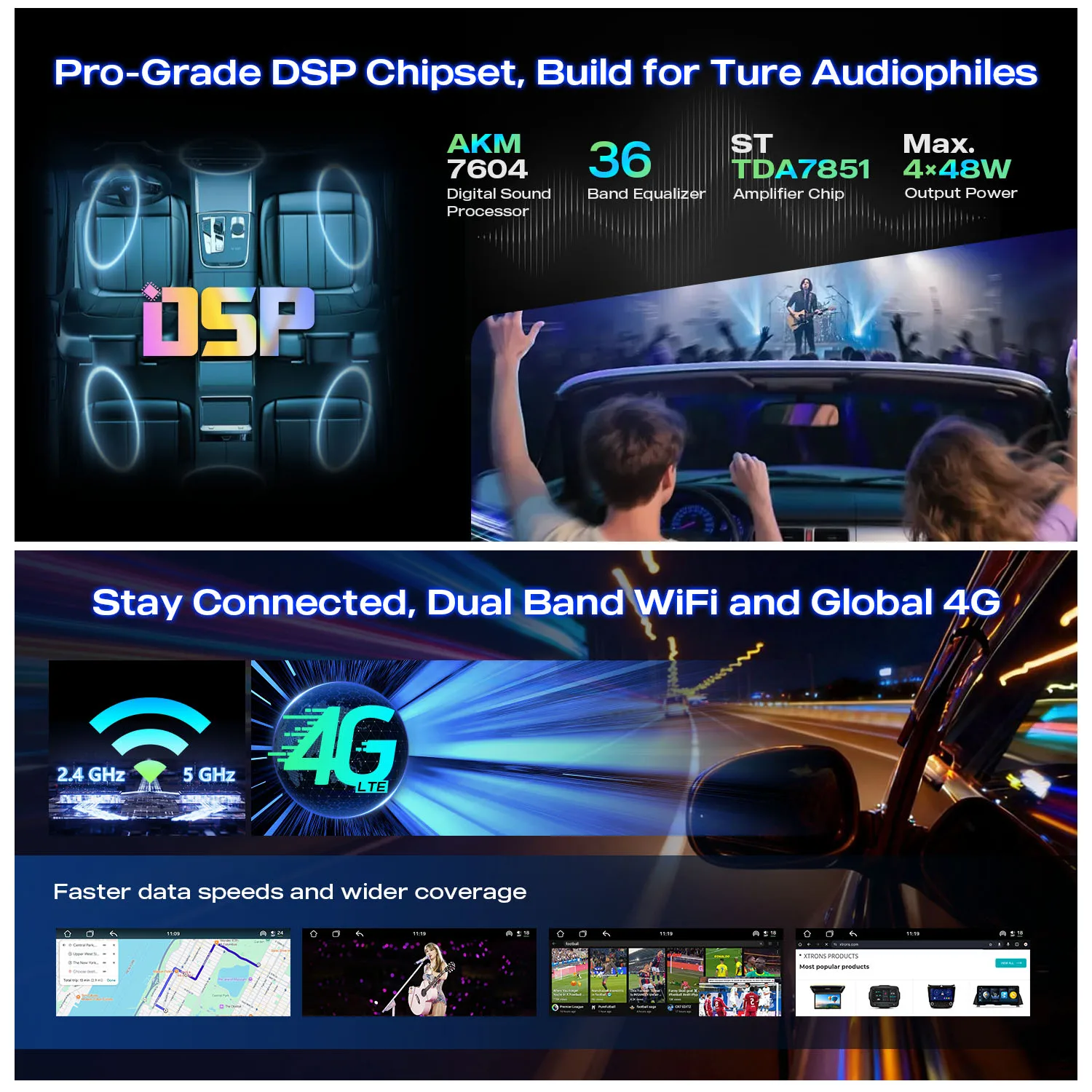 XTRONS 8.8'' Android 14 QLED Screen Car Multimedia Player For Audi A4 S4 RS4 2000-2008 Radio 4+64GB Wireless Carplay Auto DualBT